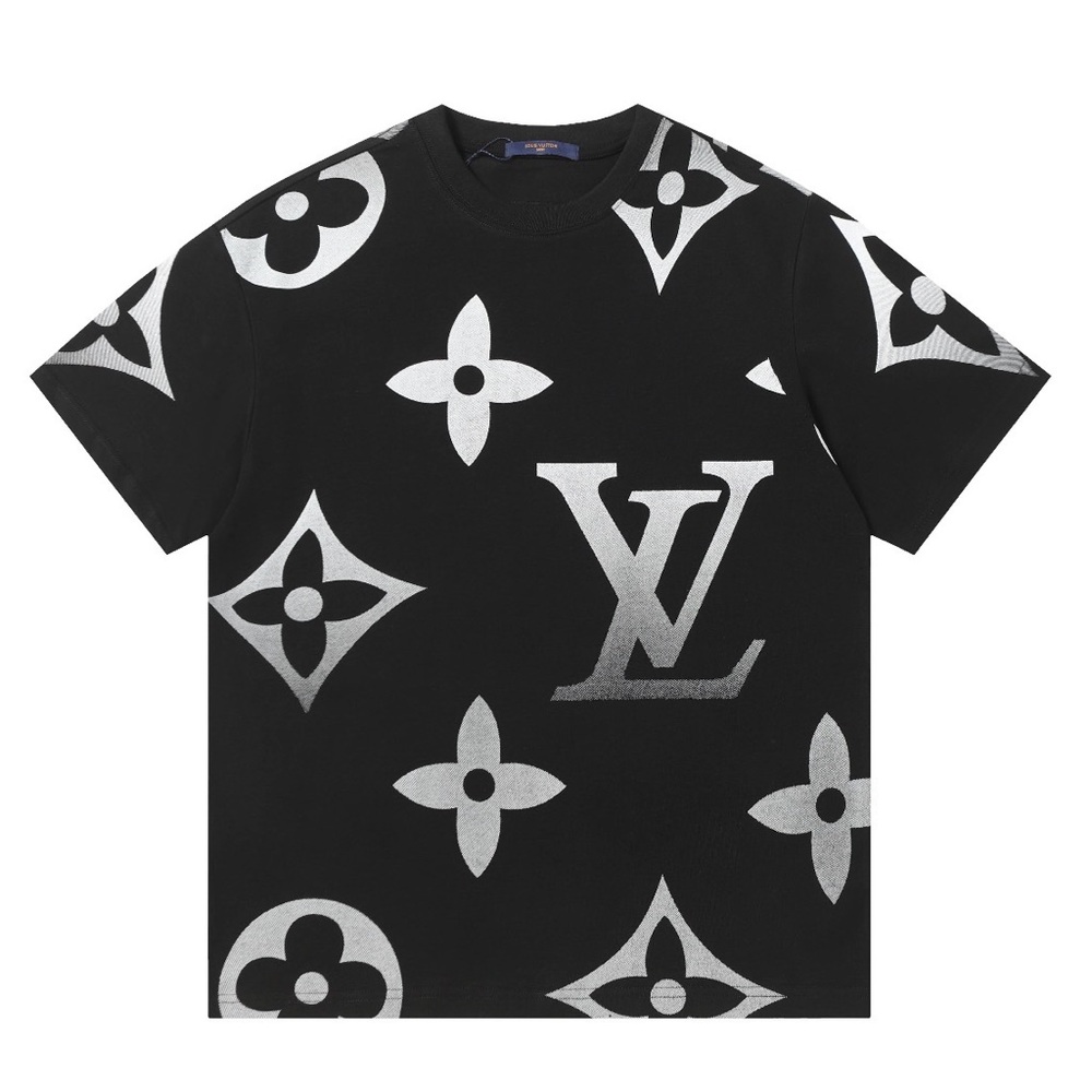 Louis Vuitton Black T-Shirt with Silver Monogram Print - Picture 2 of 2